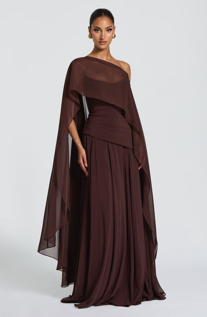 Patricia Maxi Elbise - Mürdüm Kahve