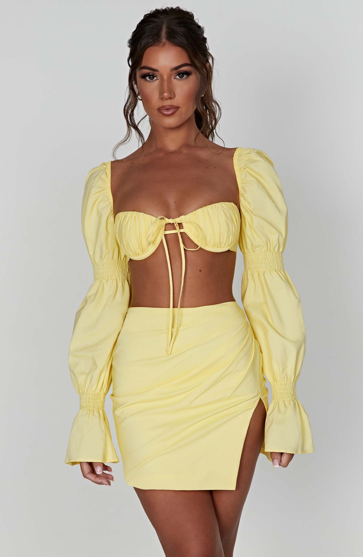 Perla Mini Etek - Limon Sarısı