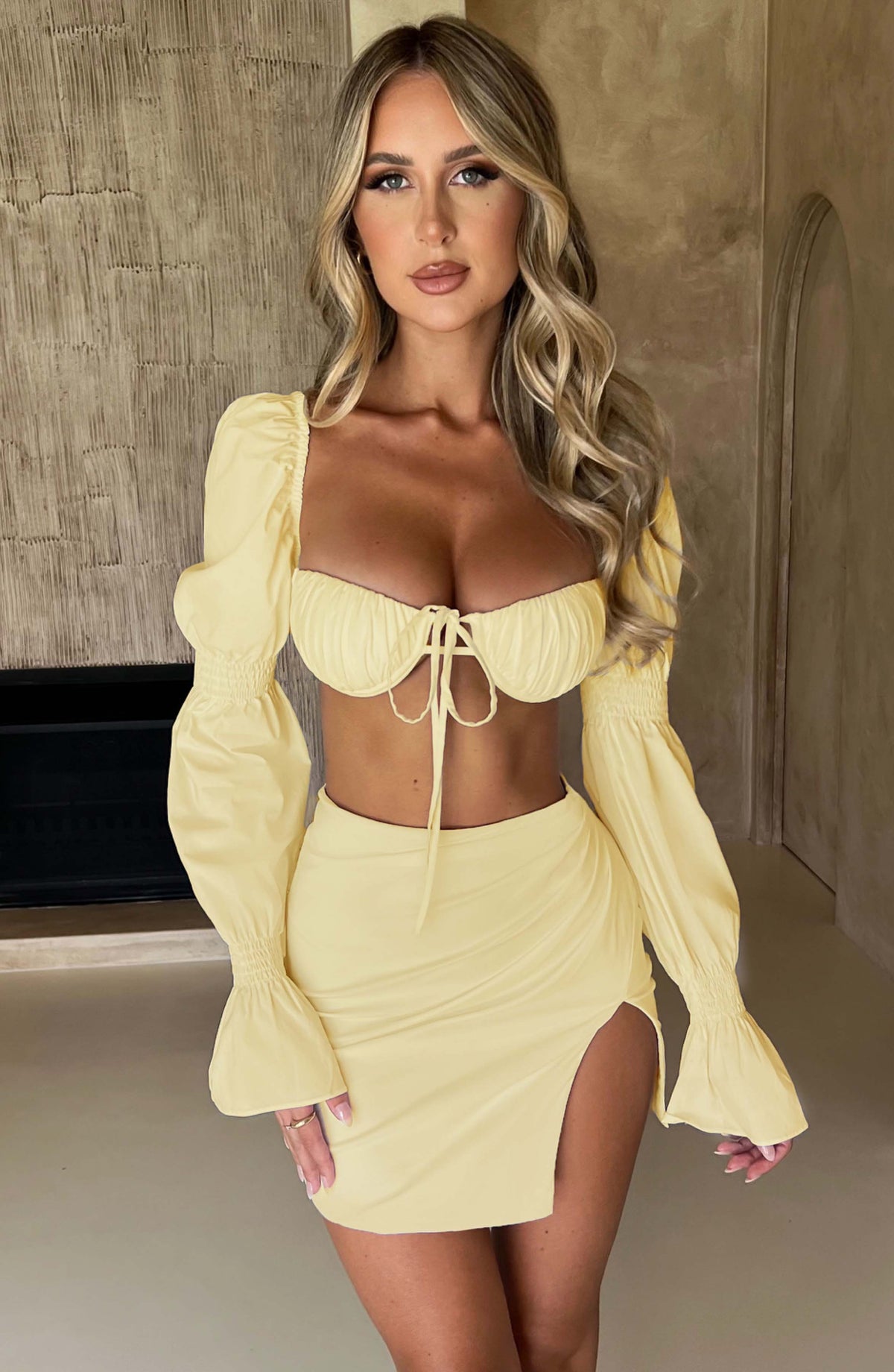 Perla Mini Etek - Limon Sarısı