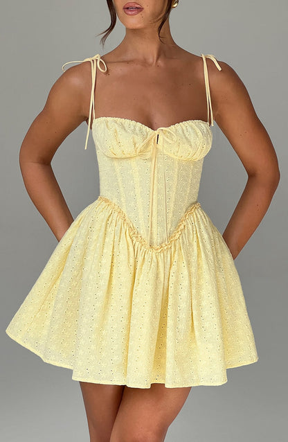 Phoebe Mini Elbise - Limon Sarısı