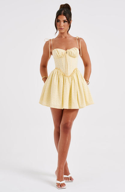 Phoebe Mini Elbise - Limon Sarısı