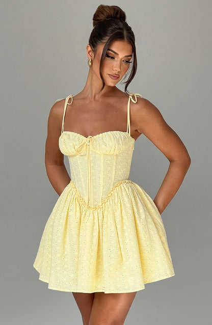 Phoebe Mini Elbise - Limon Sarısı