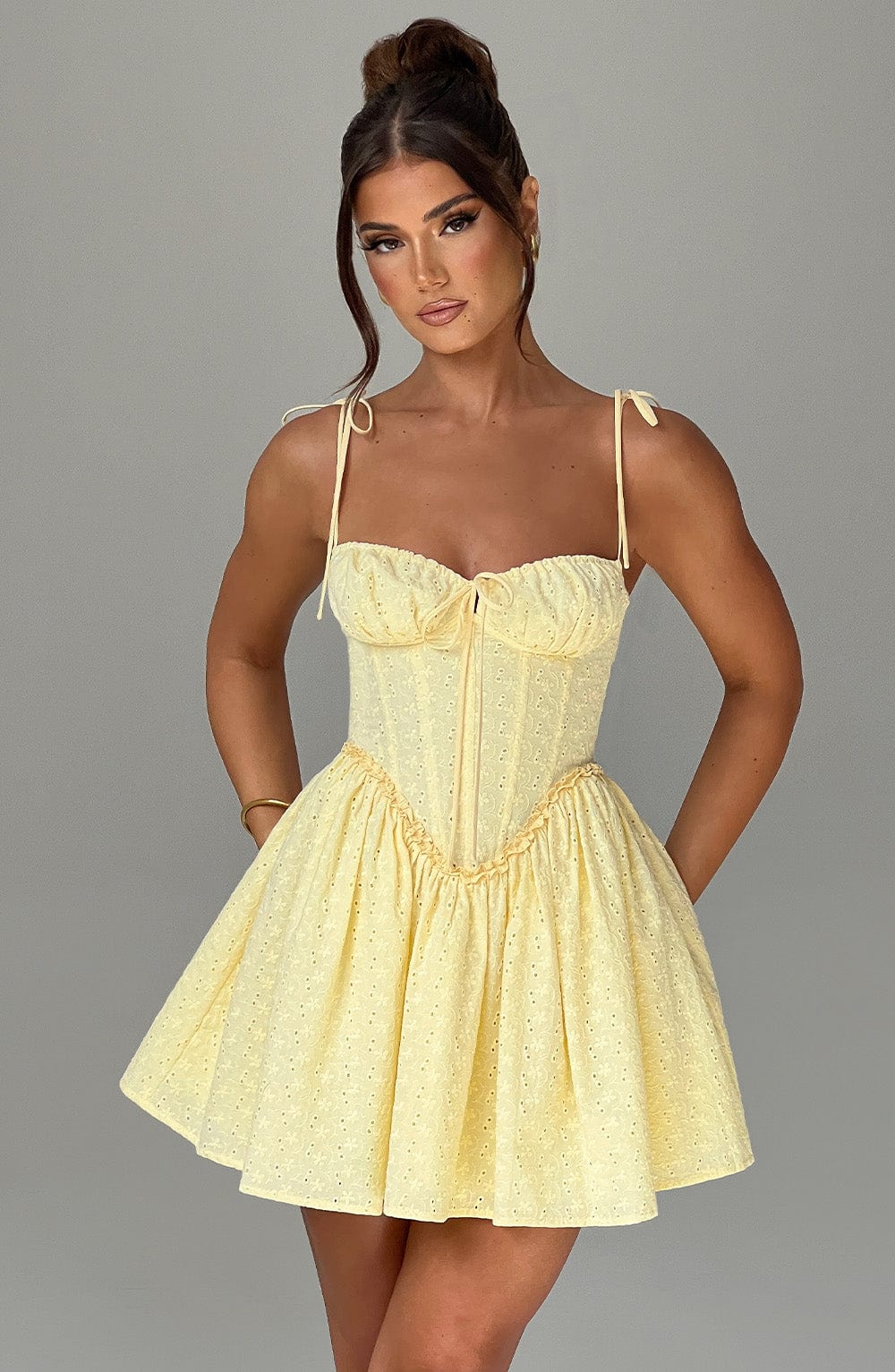 Phoebe Mini Elbise - Limon Sarısı