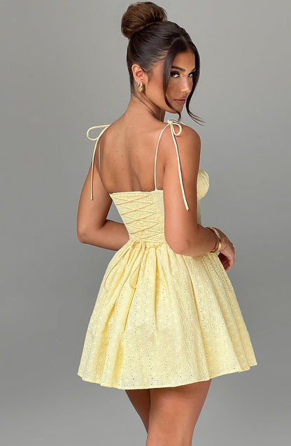 Phoebe Mini Elbise - Limon Sarısı