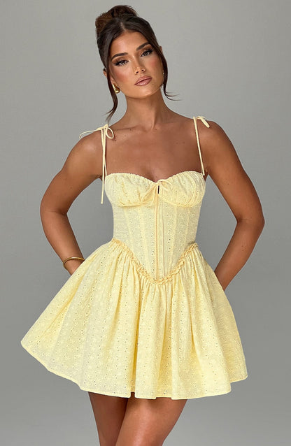 Phoebe Mini Elbise - Limon Sarısı