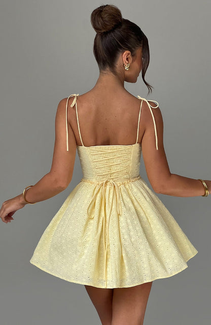 Phoebe Mini Elbise - Limon Sarısı