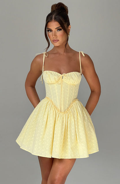 Phoebe Mini Elbise - Limon Sarısı