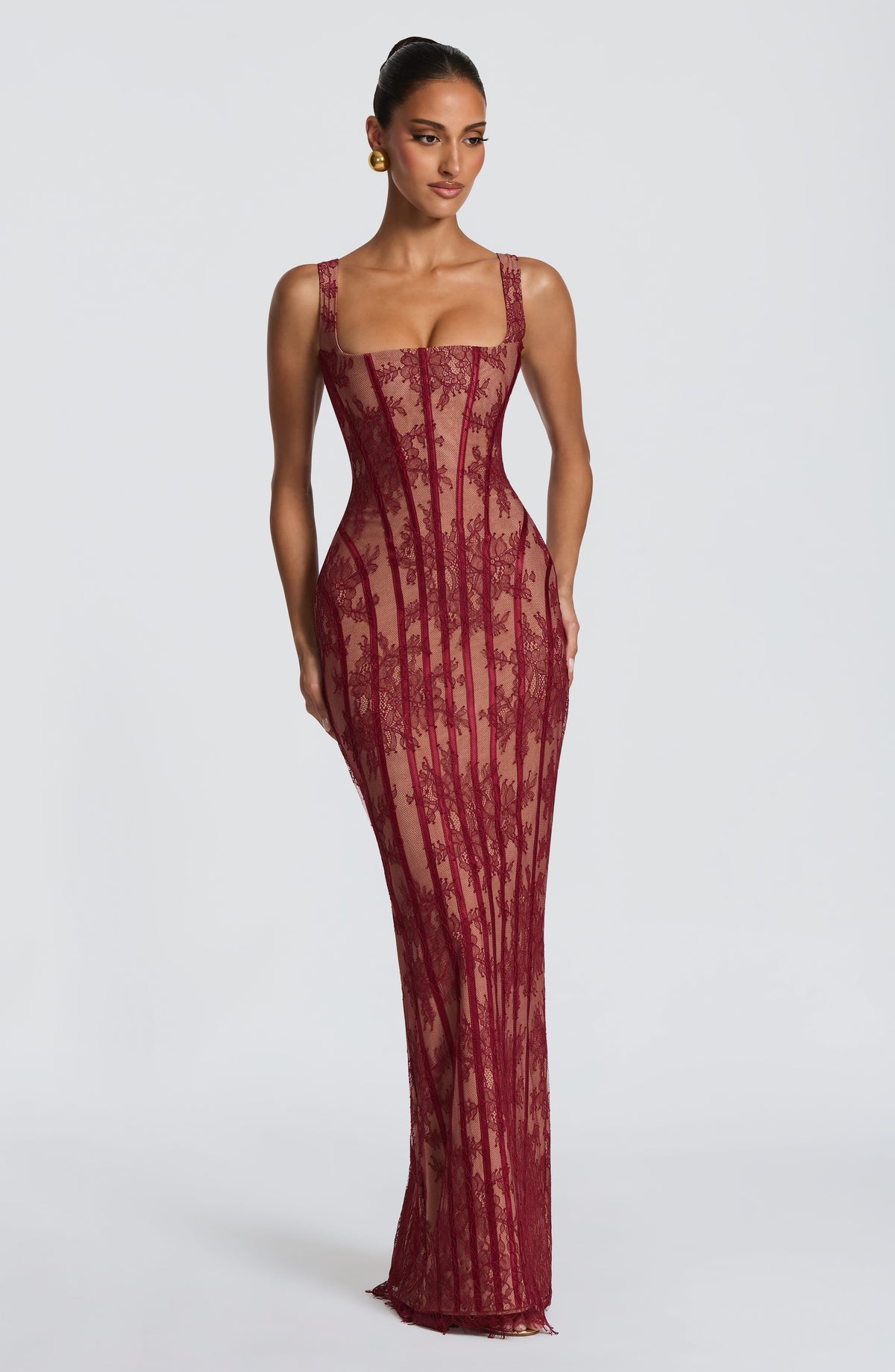 Polina Maxi Elbise - Bordo