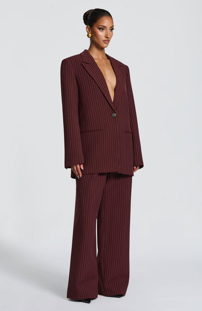 Reece Blazer - Bordo İnce Çizgili
