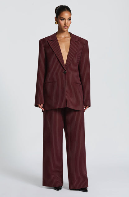 Reece Blazer - Bordo İnce Çizgili