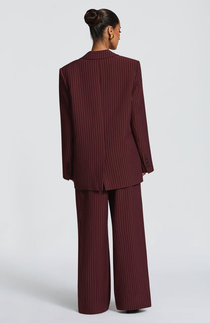 Reece Blazer - Bordo İnce Çizgili