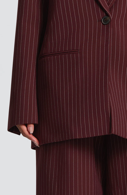 Reece Blazer - Bordo İnce Çizgili