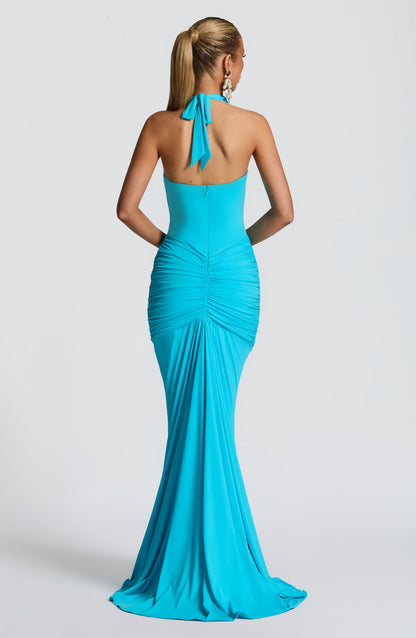 Rosetta Maxi Elbise - Aqua Mavi