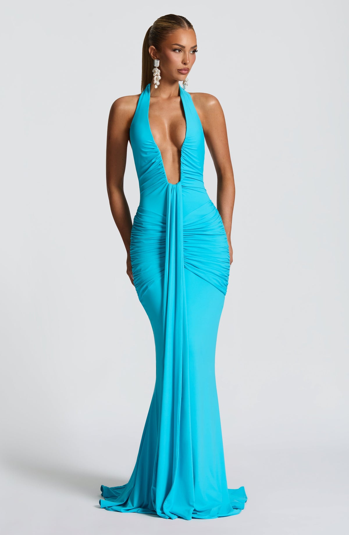 Rosetta Maxi Elbise - Aqua Mavi