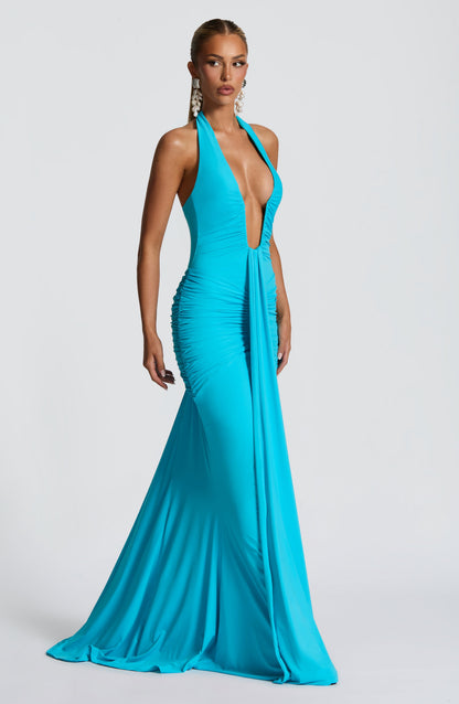 Rosetta Maxi Elbise - Aqua Mavi