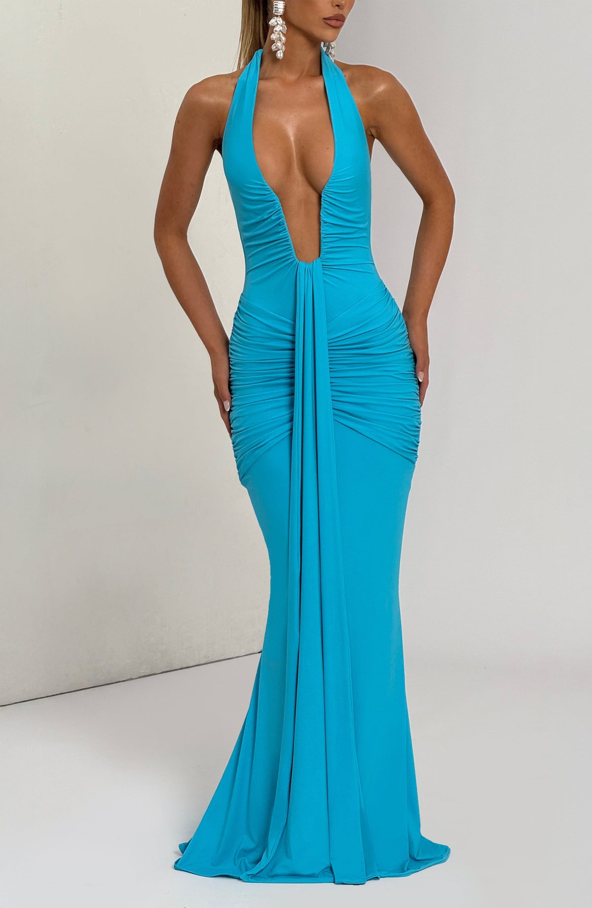 Rosetta Maxi Elbise - Aqua Mavi