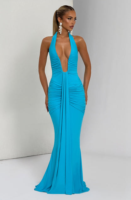 Rosetta Maxi Elbise - Aqua Mavi