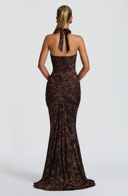 Rosetta Maxi Elbise - Leopar Desenli