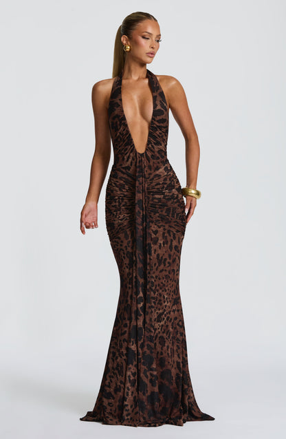Rosetta Maxi Elbise - Leopar Desenli
