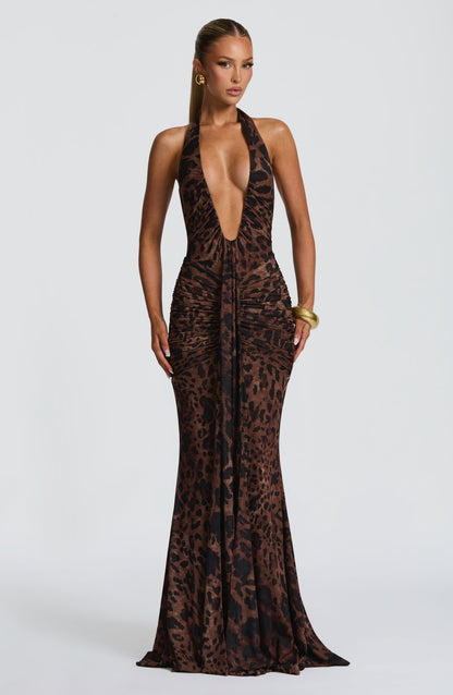 Rosetta Maxi Elbise - Leopar Desenli