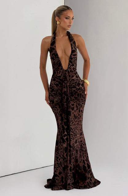 Rosetta Maxi Elbise - Leopar Desenli