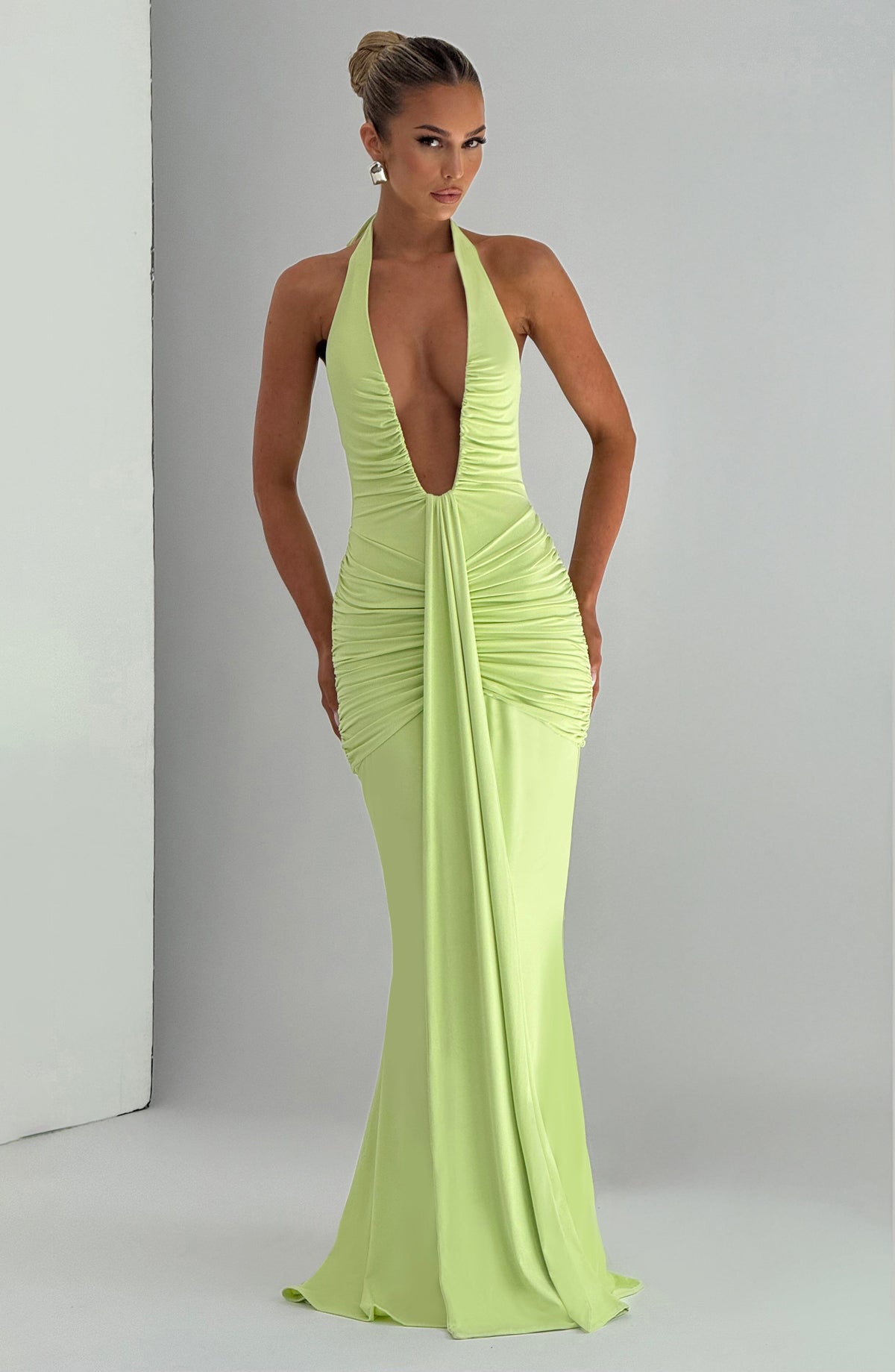 Rosetta Maxi Elbise - Lime Yeşili