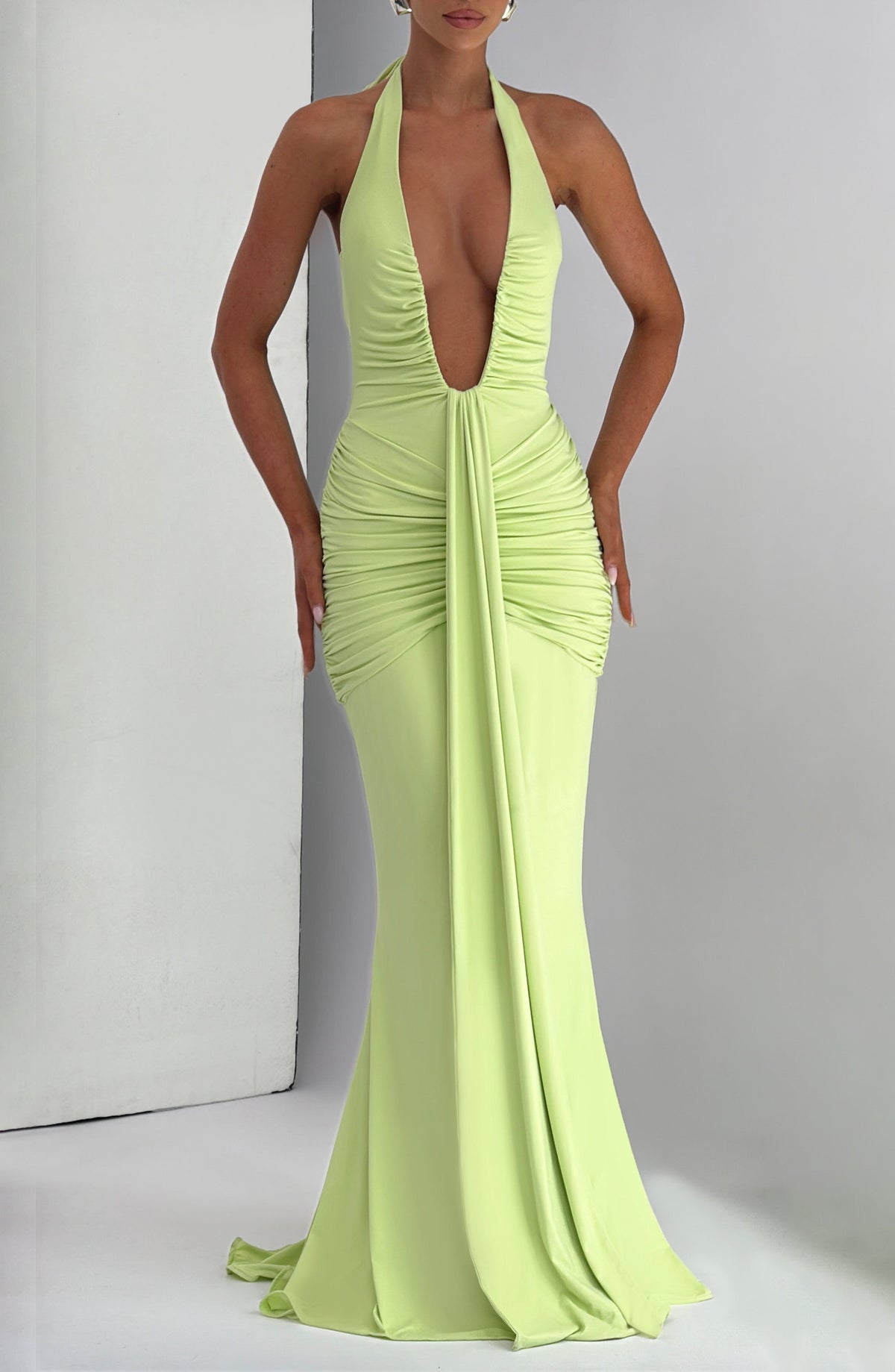 Rosetta Maxi Elbise - Lime Yeşili