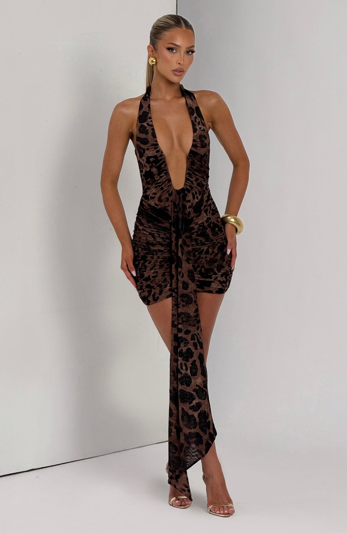 Rosetta Mini Elbise - Leopar Desenli