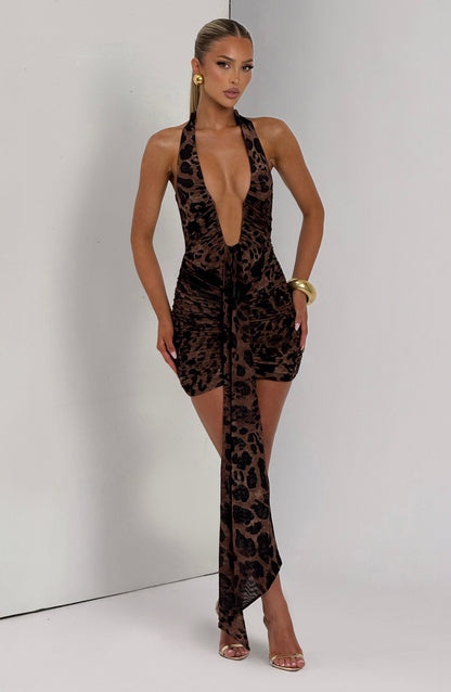 Rosetta Mini Elbise - Leopar Desenli