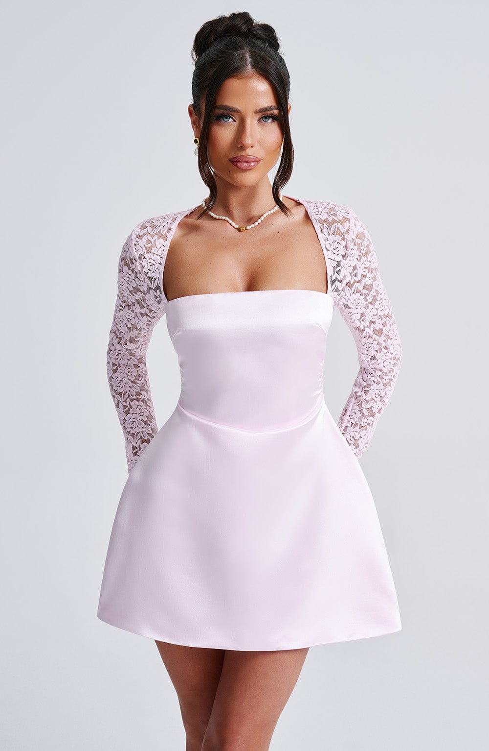 Sadie Mini Elbise - Pudra