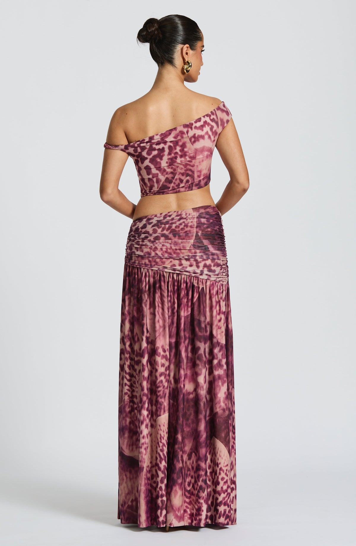 Saira Maxi Etek - Magenta Orkide Deseni
