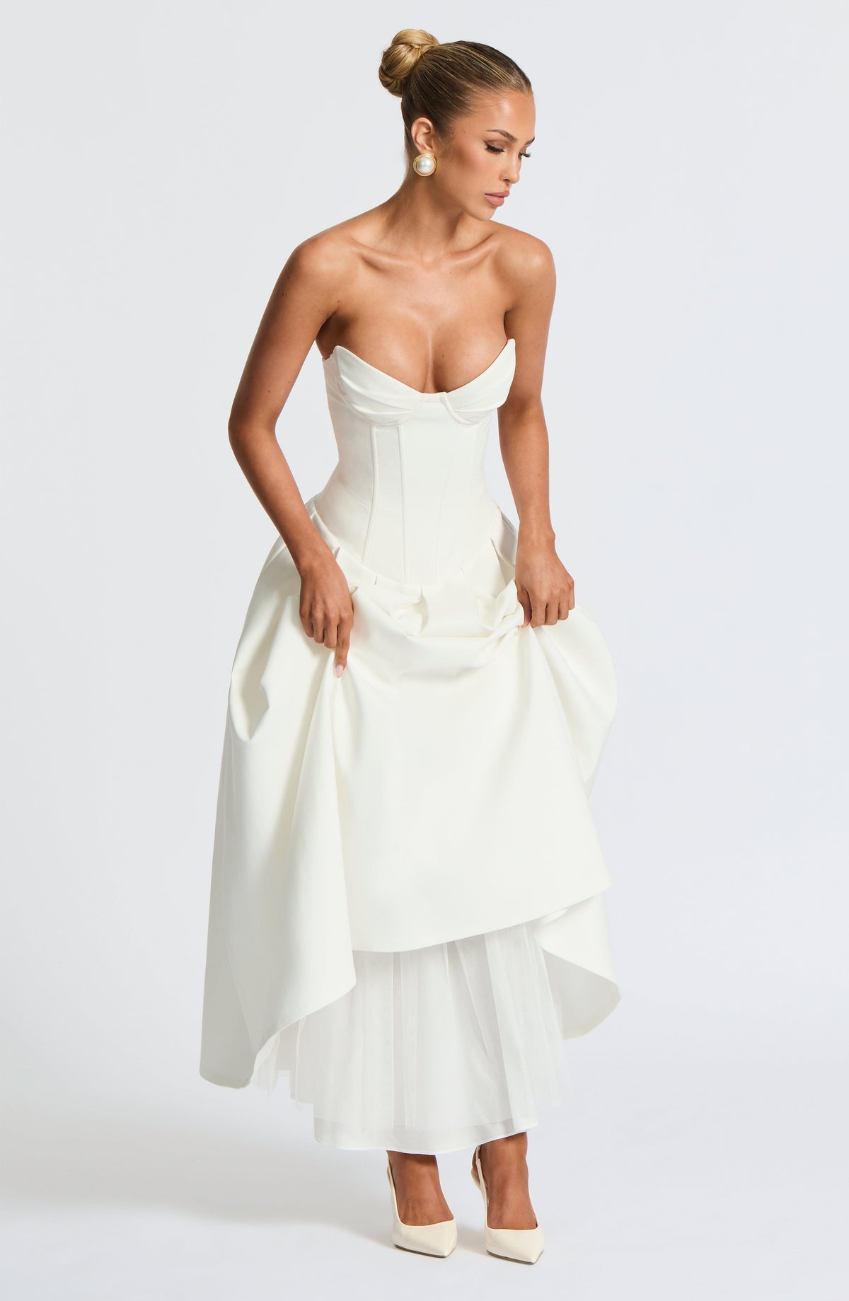 Salma Midi Elbise - Fildişi