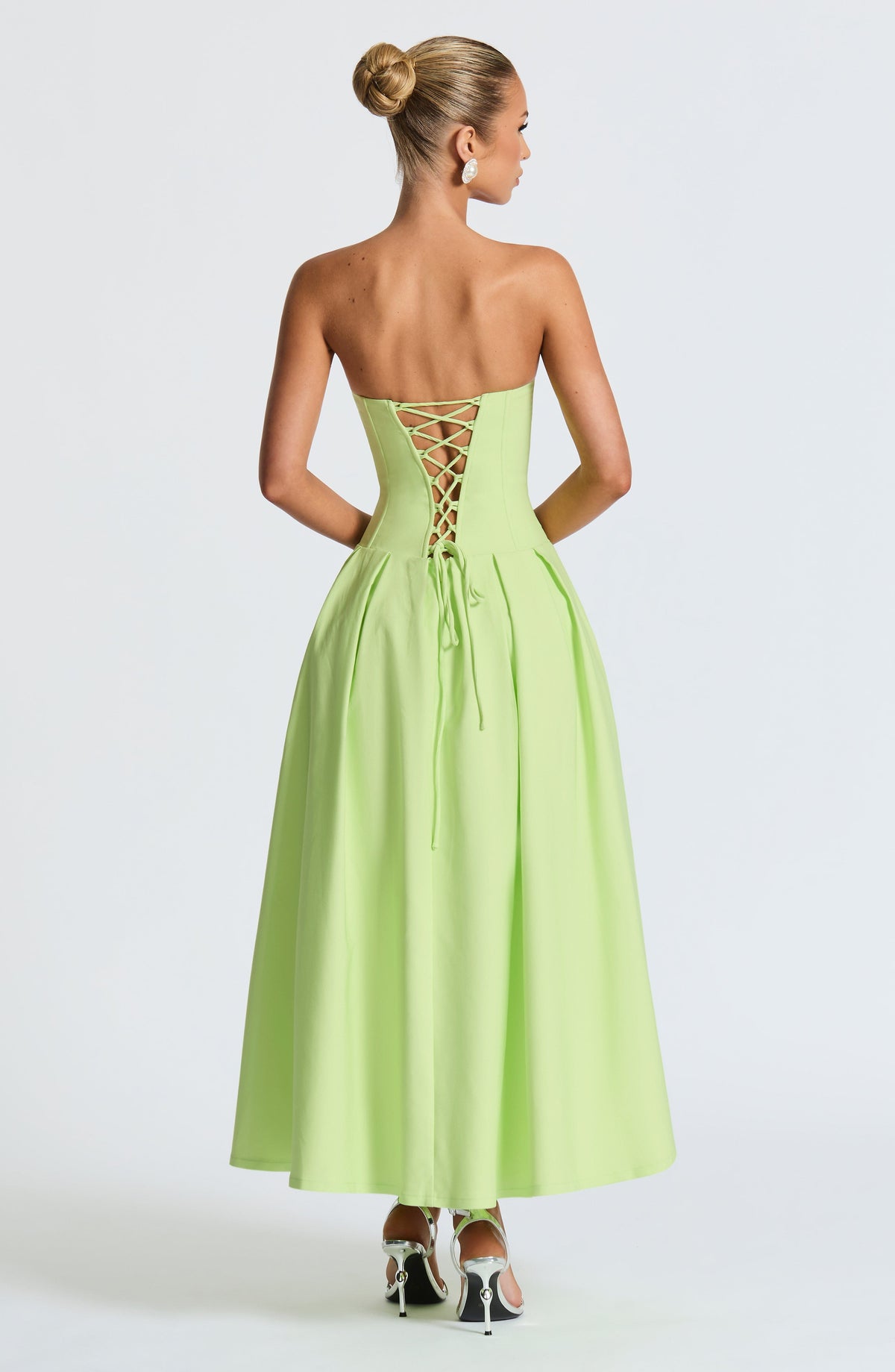 Salma Midi Elbise - Lime Yeşili