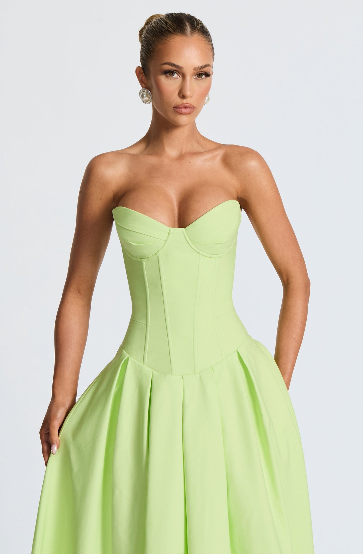 Salma Midi Elbise - Lime Yeşili