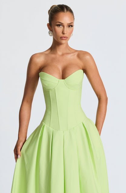 Salma Midi Elbise - Lime Yeşili