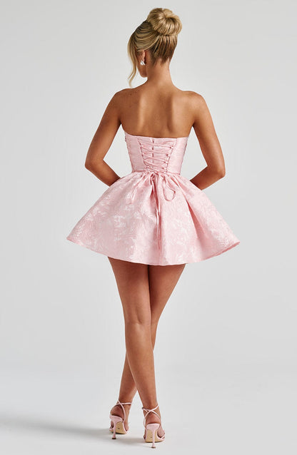 Salome Mini Elbise - Pudra