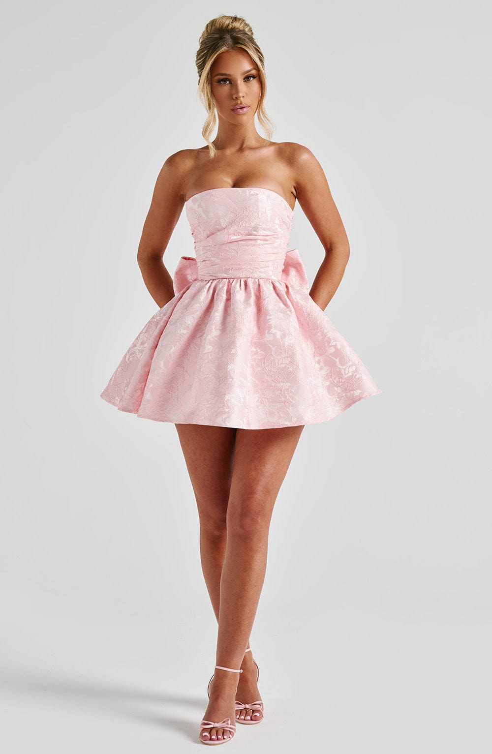 Salome Mini Elbise - Pudra