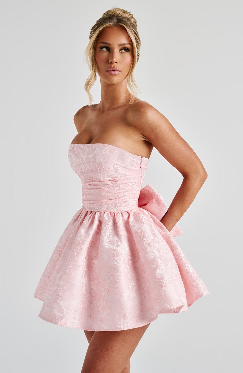 Salome Mini Elbise - Pudra