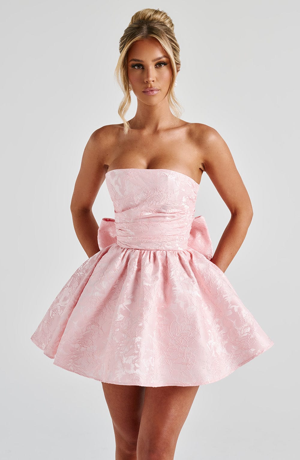 Salome Mini Elbise - Pudra