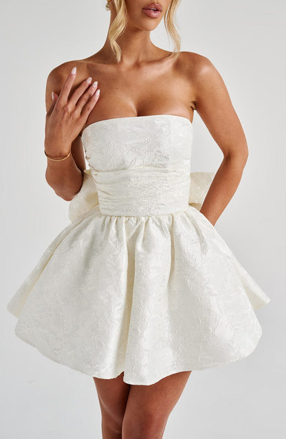 Salome Mini Elbise - Fildişi