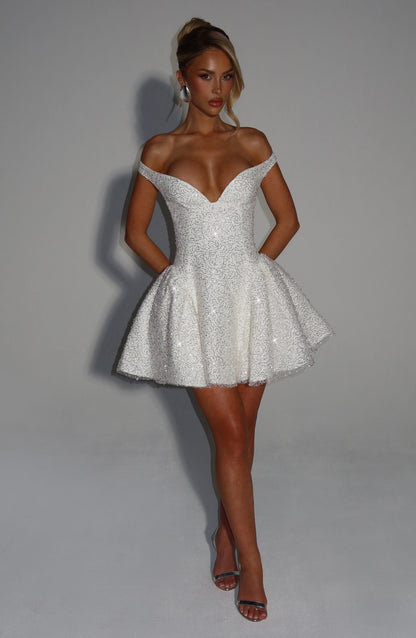 Sapphire Mini Elbise - Fildişi