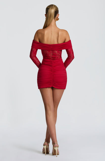 Sauline Mini Elbise - Kırmızı