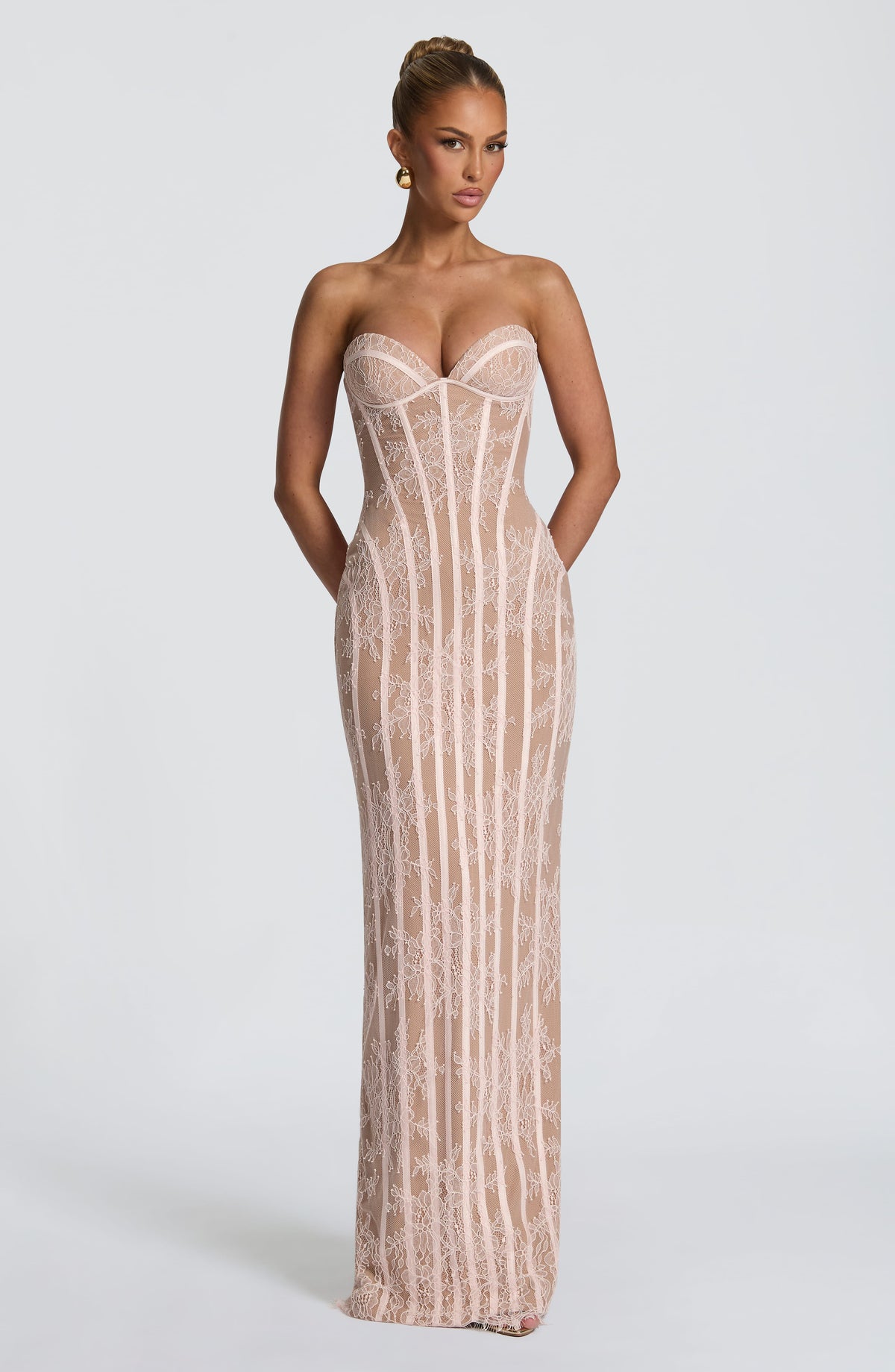Sian Maxi Elbise - Pudra