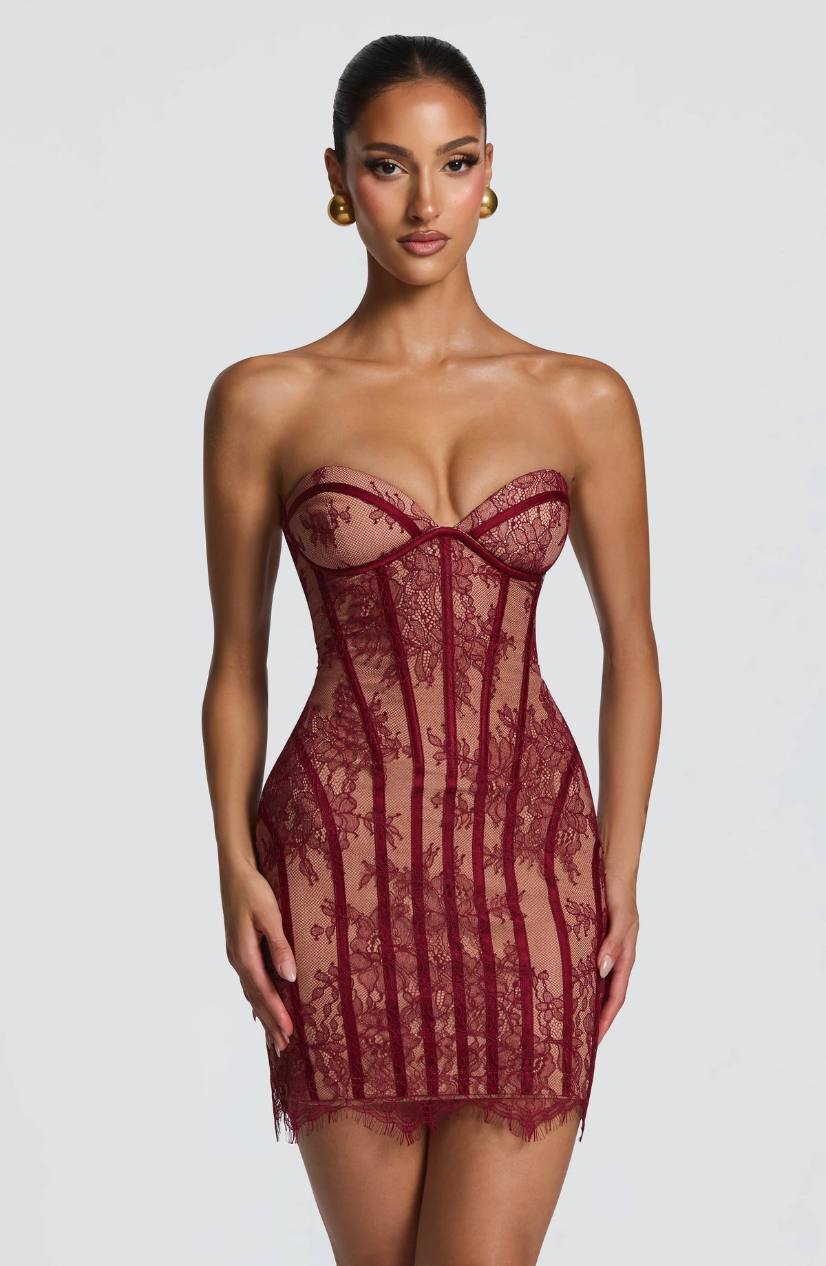 Sian Mini Elbise - Bordo