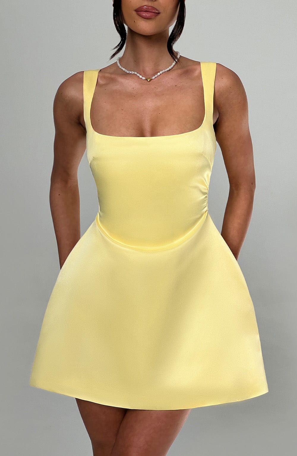 Sofie Mini Elbise - Limon Sarısı