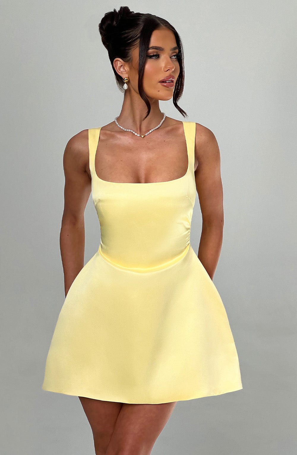 Sofie Mini Elbise - Limon Sarısı