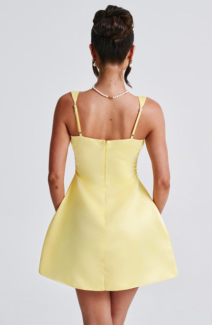 Sofie Mini Elbise - Limon Sarısı