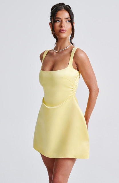 Sofie Mini Elbise - Limon Sarısı