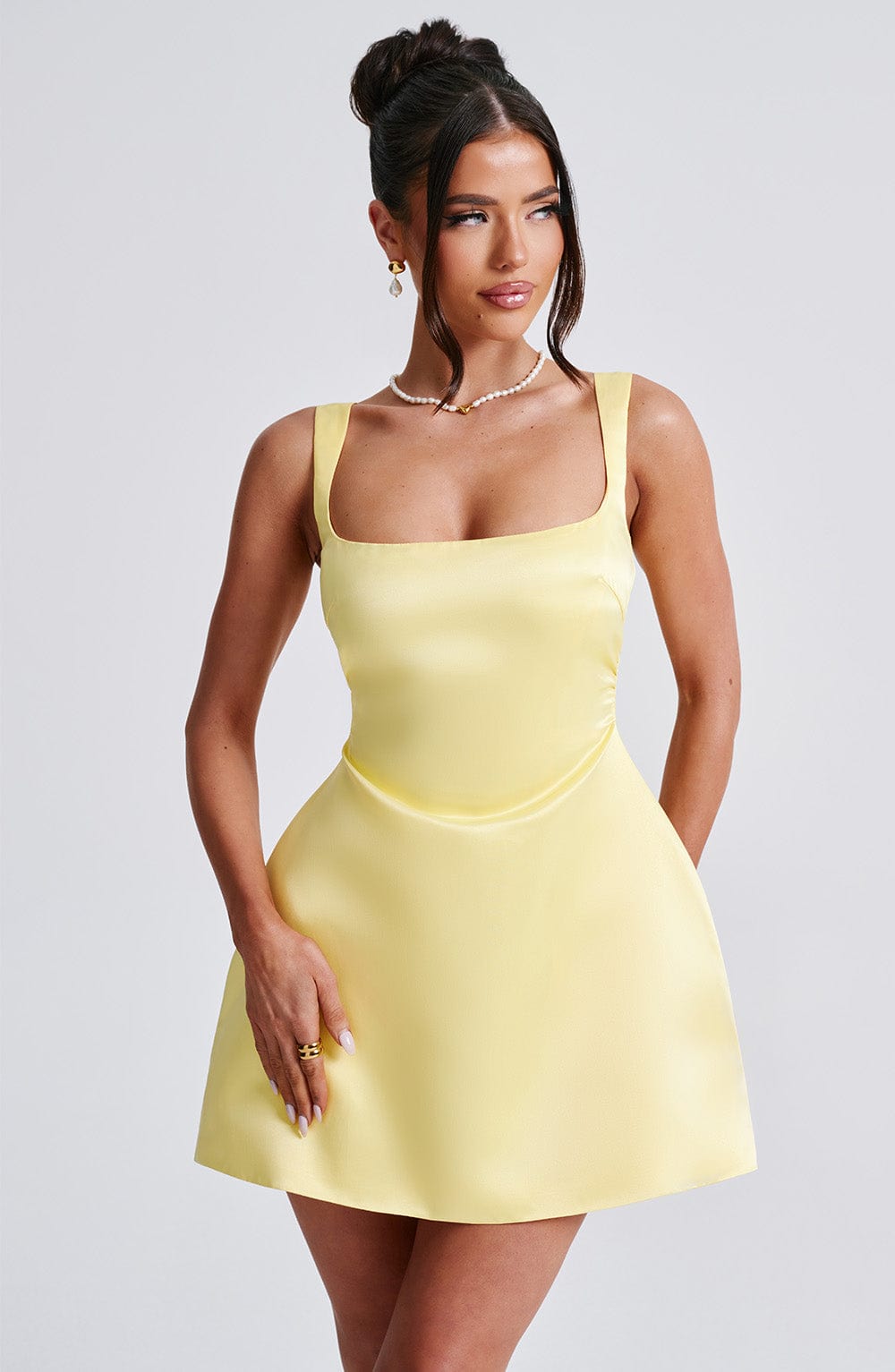 Sofie Mini Elbise - Limon Sarısı