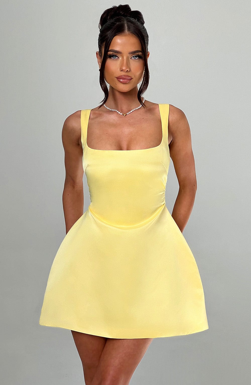 Sofie Mini Elbise - Limon Sarısı